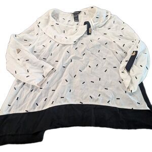 Ali Miles Tunic Petite XL Black White Wearable Art Shirt